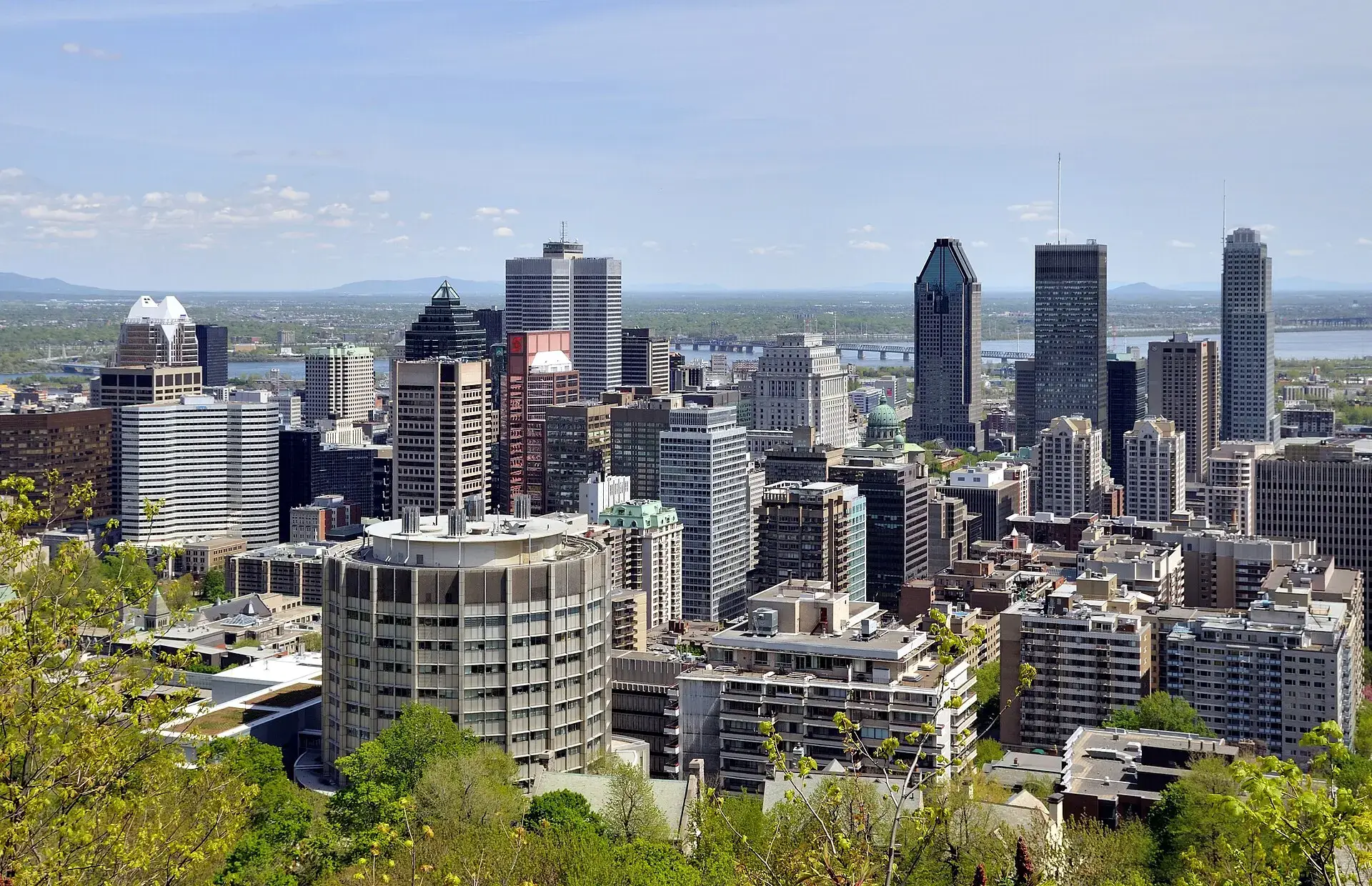 The Montreal skyline seen from Mount Royal