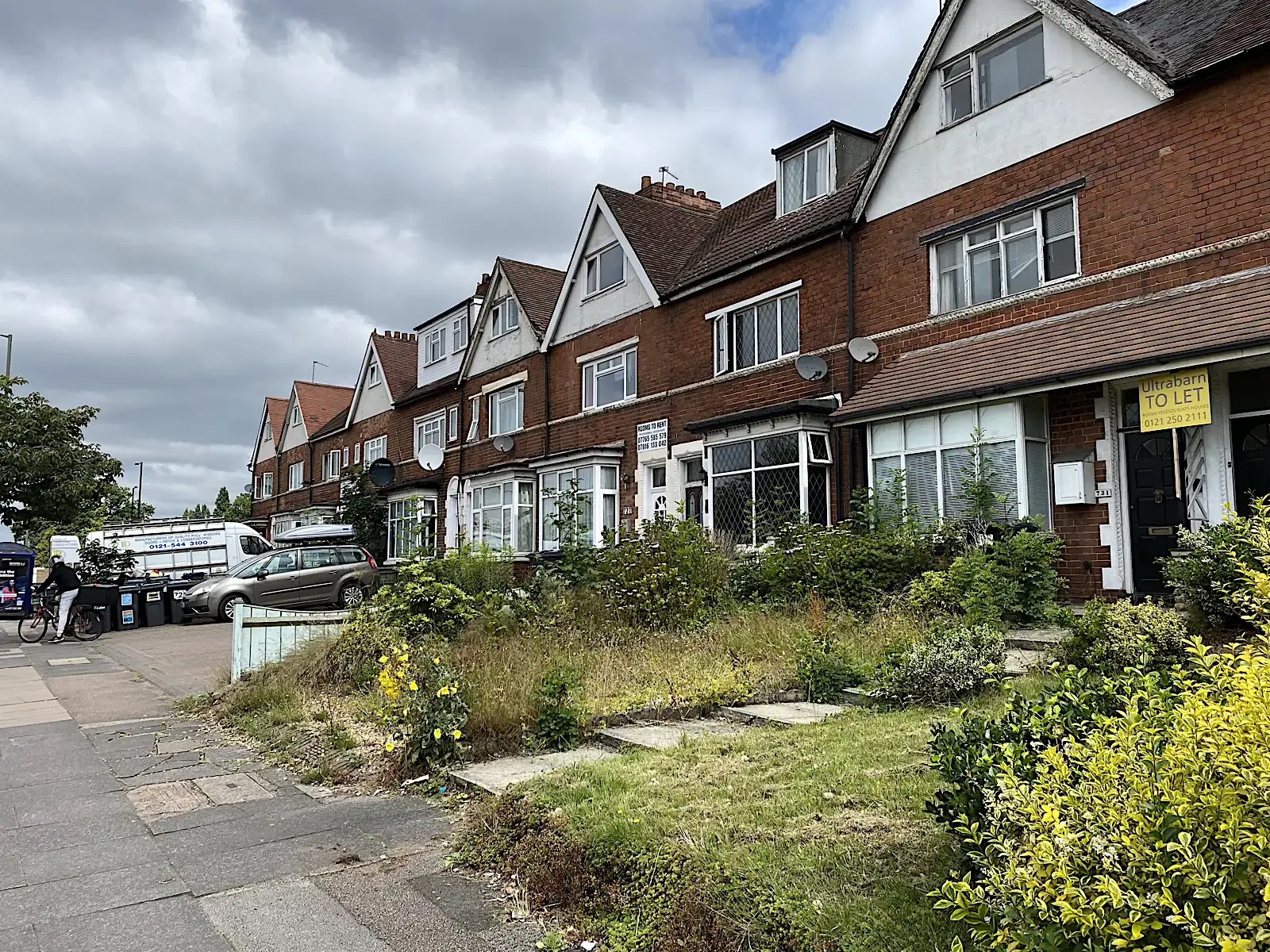 Three-storey terraced houses on Chester Road in north Birmingham